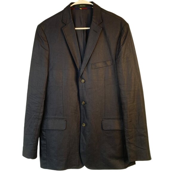 VTG 2007 J.Crew Mens 100% Irish Linen Navy Blue Blazer Jacket 40R RV10317 - Picture 10 of 13